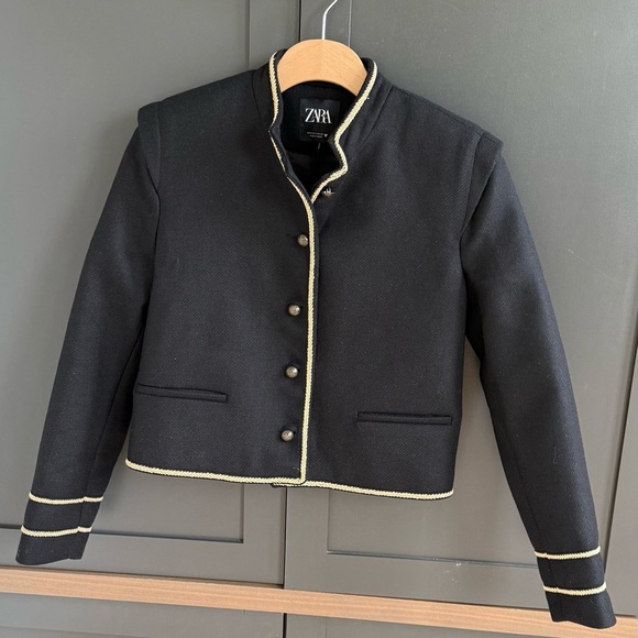 Zara Black Blazer with Gold Thread Accents • Small • NWT - Picture 7 of 13